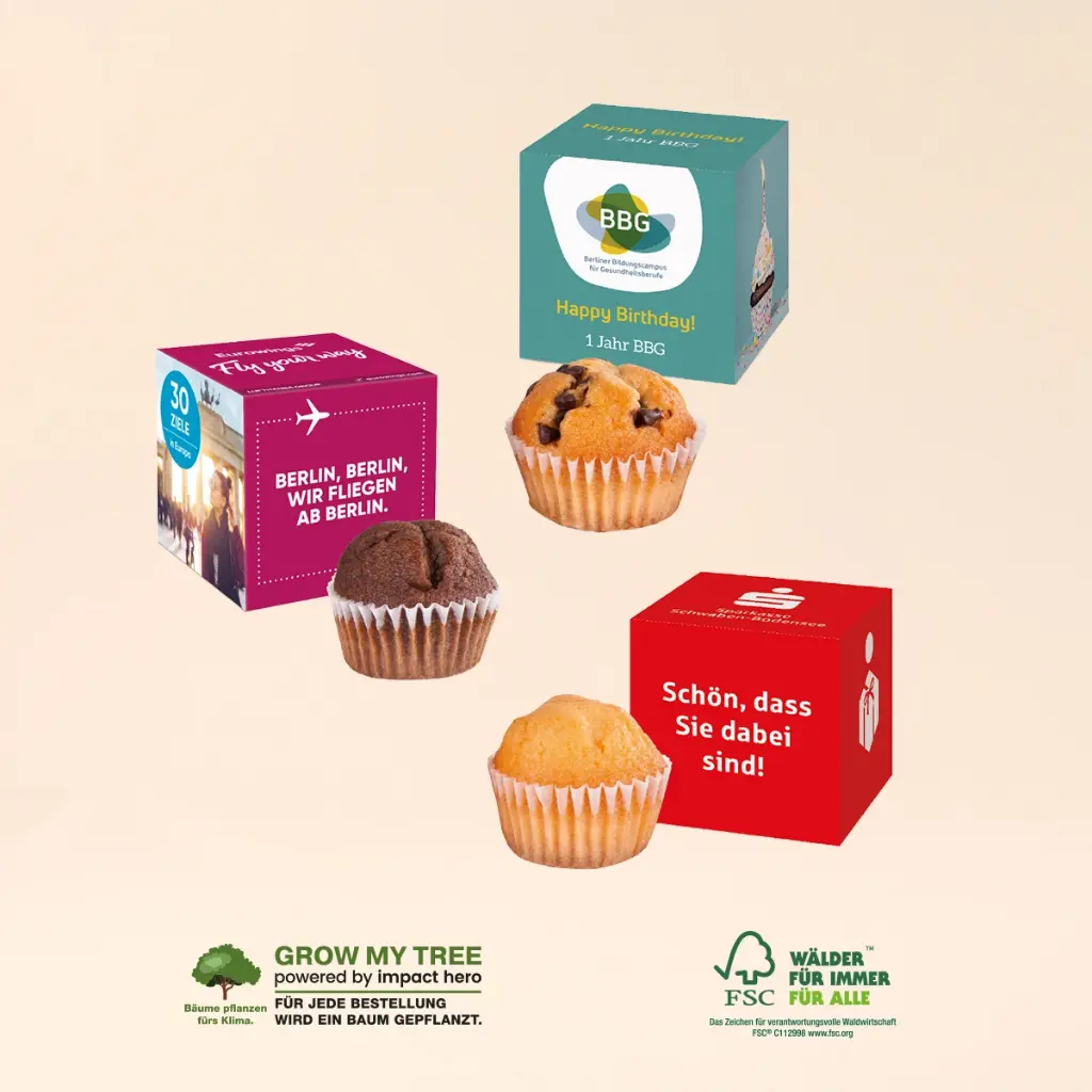 Muffin Mini im Werbewürfel