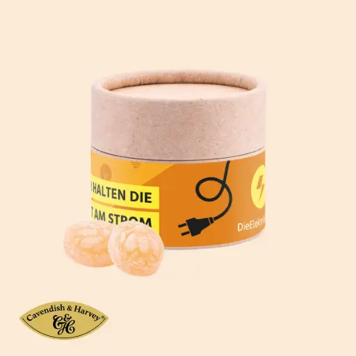 [1190-H] Papierdose Eco Mini mit Honigbonbons