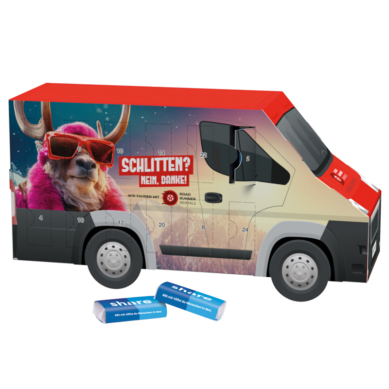 Adventskalender Transporter - share Schokotäfelchen