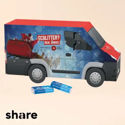 [1274-S] Adventskalender Transporter - share Schokotäfelchen