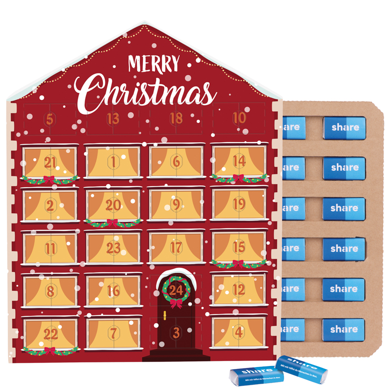 Täfelchen Adventskalender Haus ECO - share Napolitain