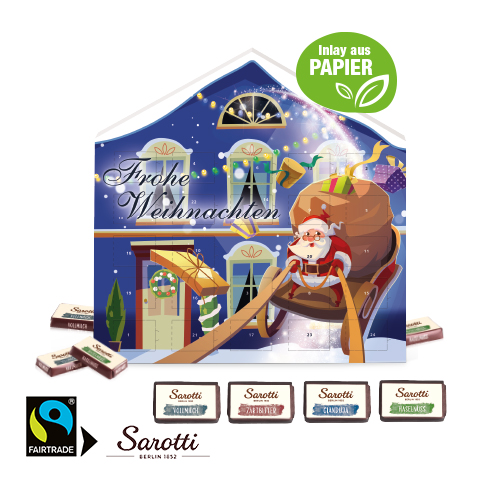 Adventskalenderhaus Organic mit Sarotti Täfelchen