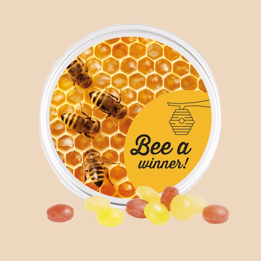 [1017] Bonbondose Midi, weiß Micro-Bonbons Frucht Mix