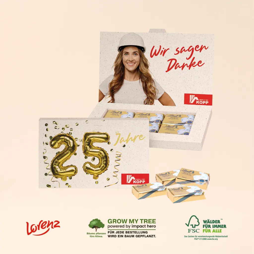 Präsentbox "Business" mit Lindt Schokotäfelchen