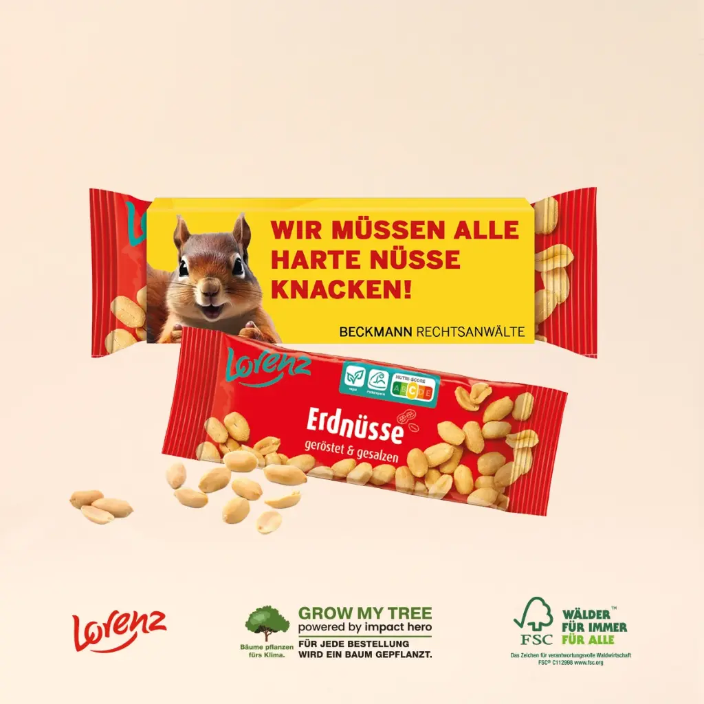 Lorenz Erdnüsse im Werbeschuber