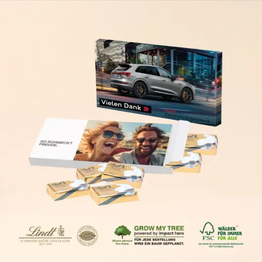 [91000] Präsentbox mit Schokotäfelchen, lose eingelegt