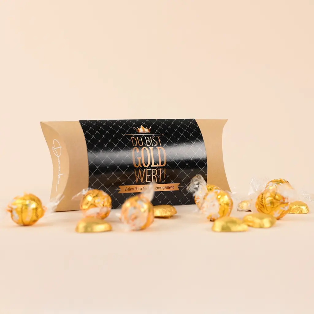 Pillowbox "Du bist Gold wert" - Lindt