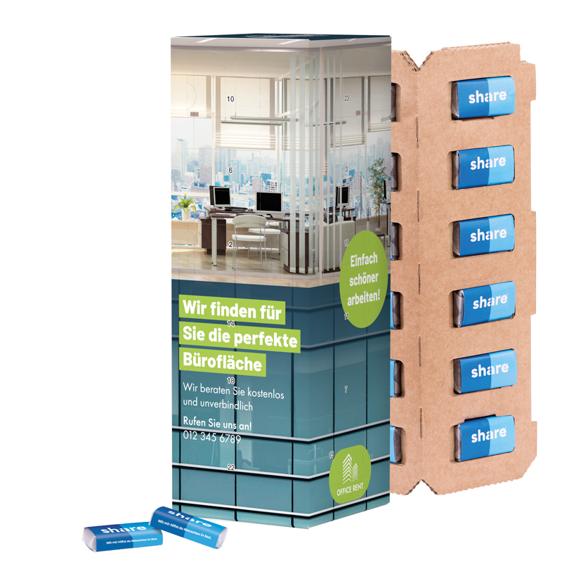 Adventskalender Eco High Tower - share Schokotäfelchen