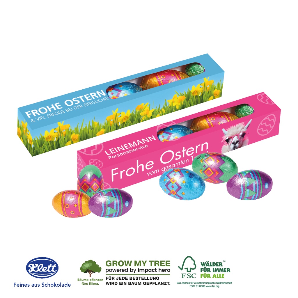 Eier Parade mit Klett Schokolade