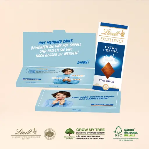 [91274] Grußkarte mit Schokoladentafel von Lindt Excellence