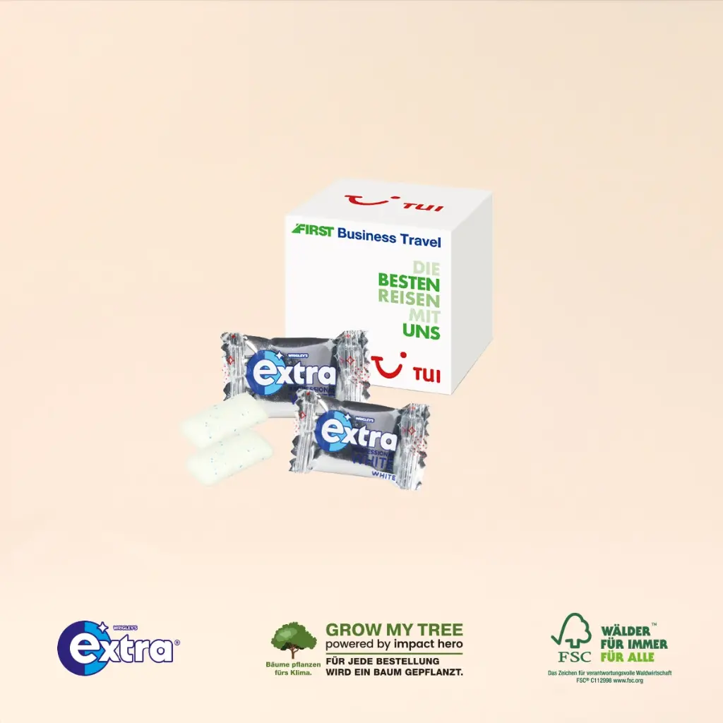 Werbewürfel mit Wrigley's Kaugummi