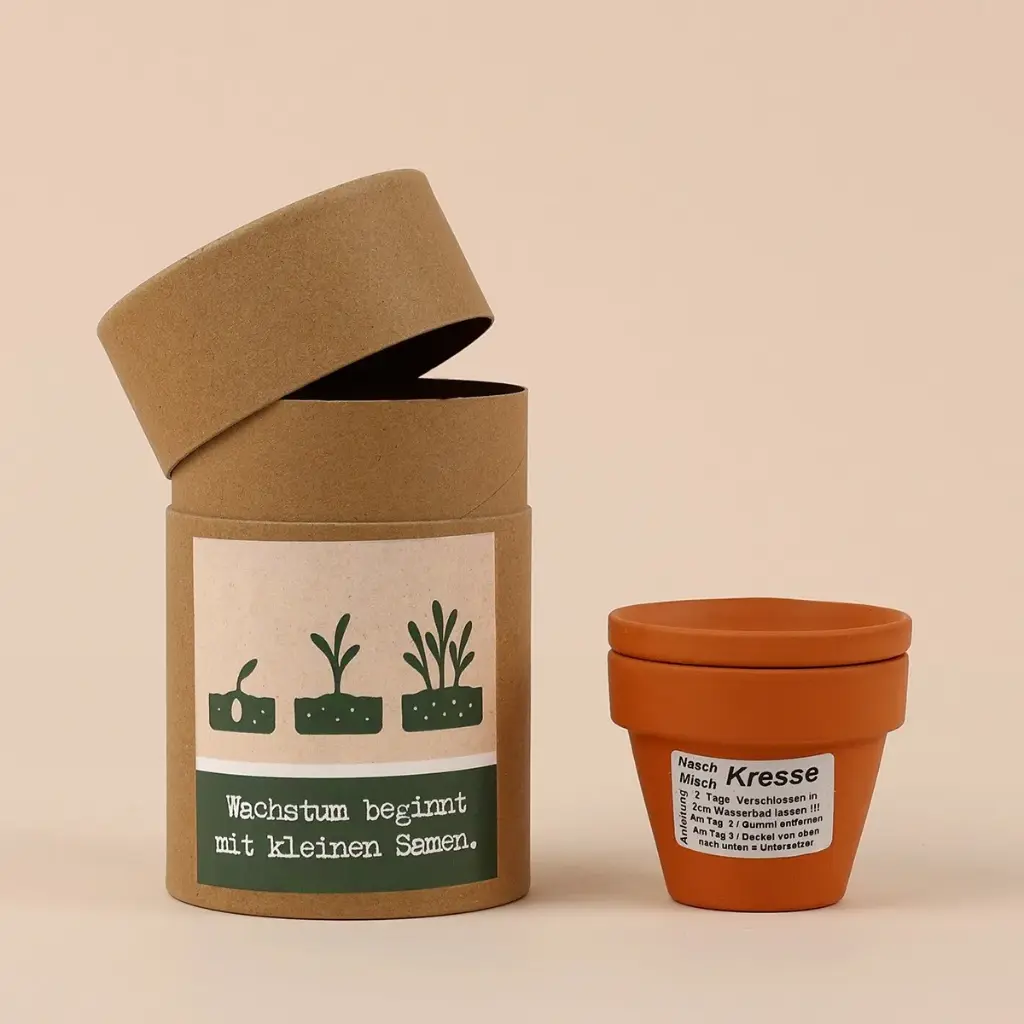 Anzuchtset "Wachstum beginnt mit kleinen Samen" - Kresse