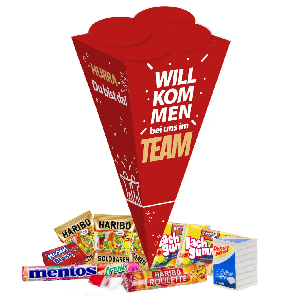 Schultüte "Willkommen bei uns im Team" - XXL - Süßer Mix