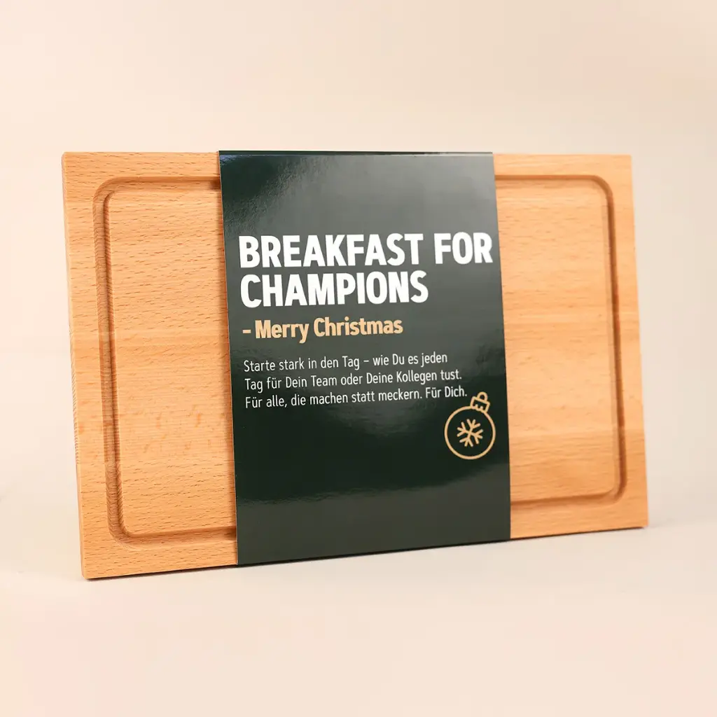 Frühstücksbrett "Breakfast for Champions" - Xmas
