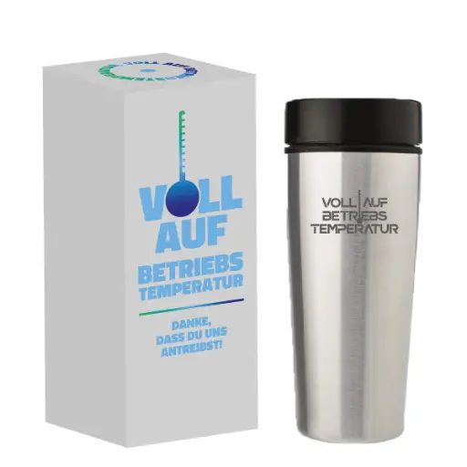 [WP13583] Thermobecher "Voll auf Betriebstemperatur"