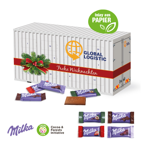 3D Adventskalender "Container" mit Milka Schokolade 
