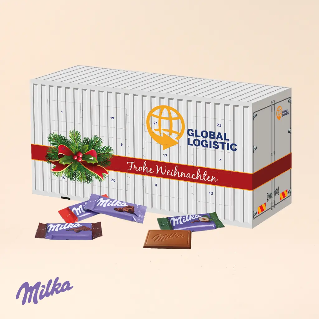 3D Adventskalender "Container" mit Milka Schokolade 