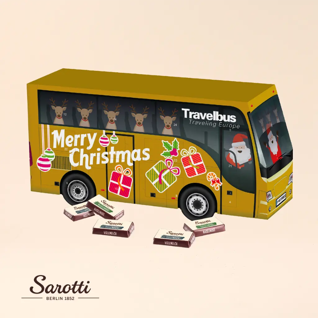 3D Adventskalender "Bus" mit Sarotti Fairtrade® 