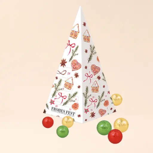 [95168] Adventskalender "Weihnachtspyramide" mit Fairtrade® Schokolade 