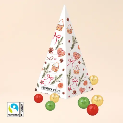 [95168] Adventskalender "Weihnachtspyramide" mit Fairtrade® Schokolade 