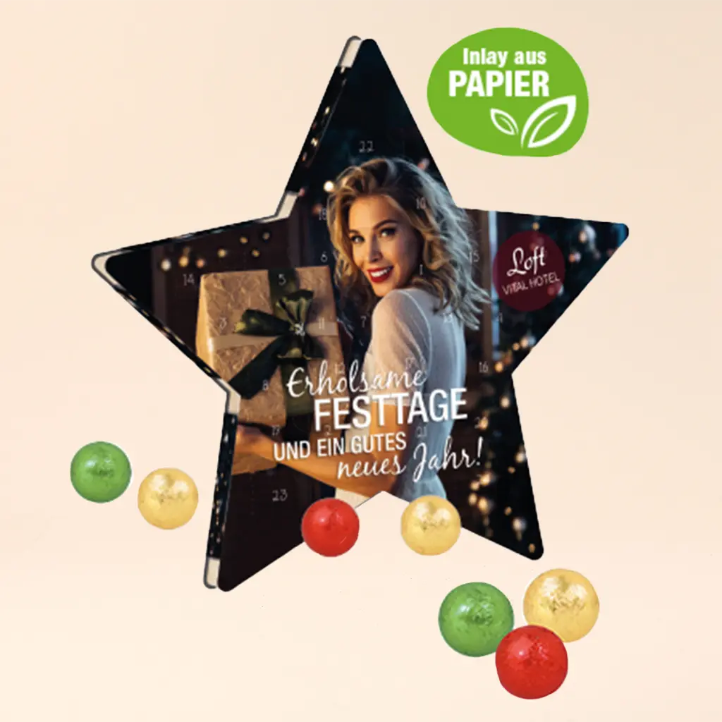 Adventskalender "Stern" mit Fairtrade® Schokolade 