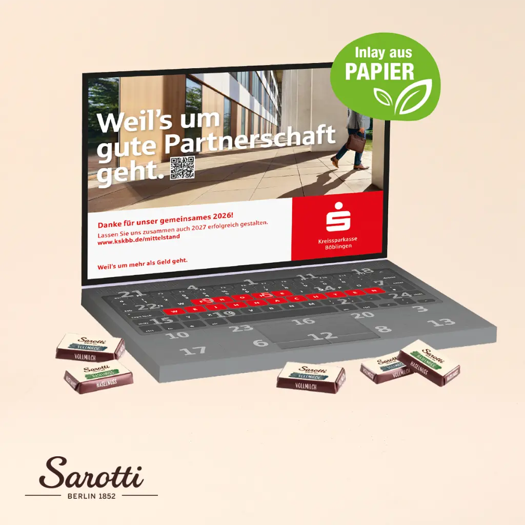 Adventskalender Laptop mit Sarotti Fairtrade® 