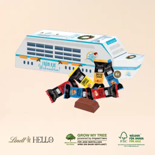[95595] 3D Präsent "Schiff" mit Lindt HELLO 