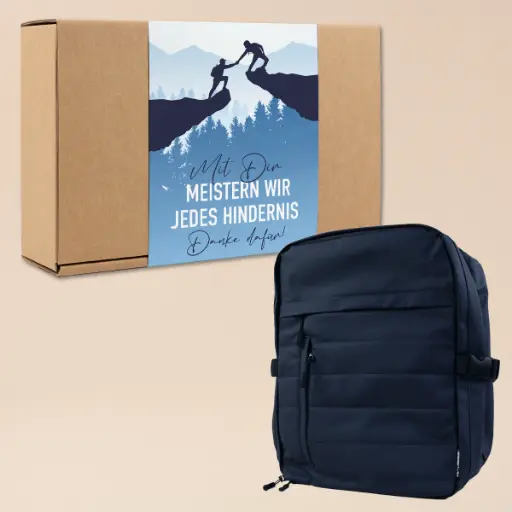 [WP13602] Geschenkset Rucksack "Mit Dir meistern wir jedes Hindernis!"