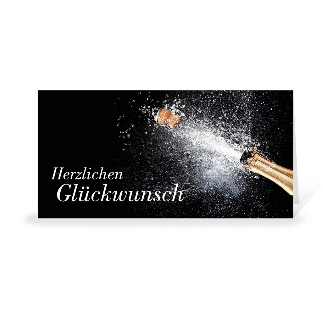 Karte: Glückwunsch Korkenknallen