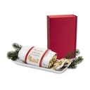Christstollen im roten Geschenkkarton