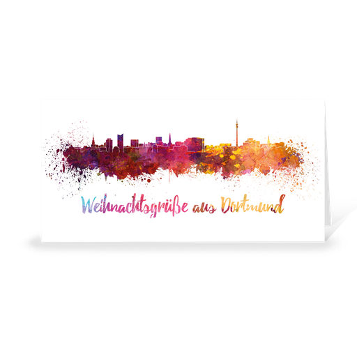 [WP10984] Karte: Skyline aquarell - Dortmund (Wir gestalten gratis für Dich)