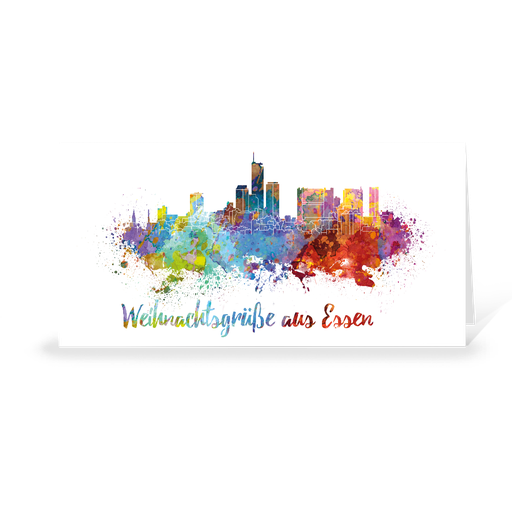 [WP10986] Karte: Skyline aquarell - Essen (Wir gestalten gratis für Dich)