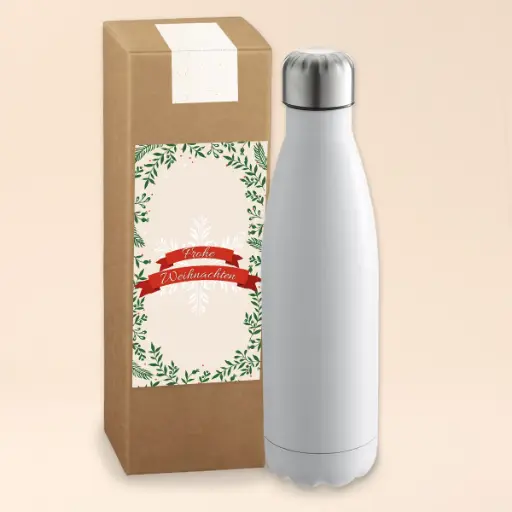 [WP13639] Vakuum-Trinkflasche "Frohe Weihnachten"