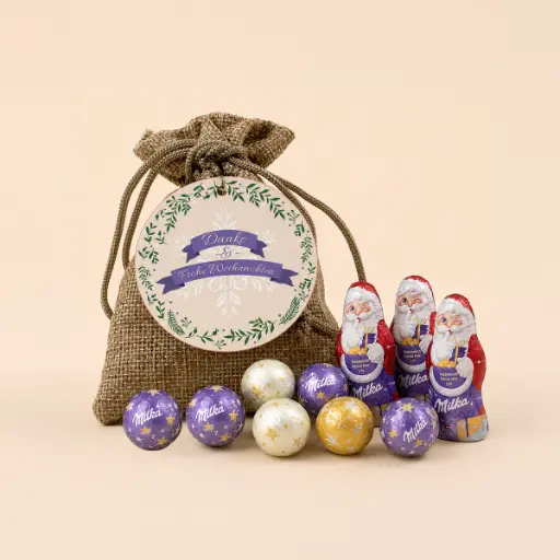 [WP13691] Weihnachtssäckchen "Danke & Frohe Weihnachten" - Milka-Mix