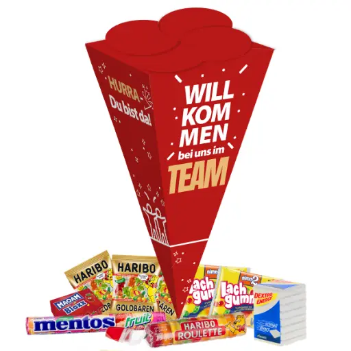 [WP13548] Schultüte "Willkommen bei uns im Team" - XXL - Süßer Mix