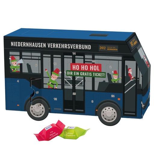 [1275-RSS] Adventskalender Bus, Ritter SPORT Schokowürfel 