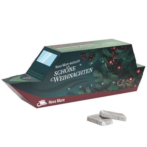 [1294-A] Adventskalender Schiff, Napolitain in Pergaminpapier 